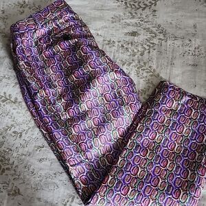 J Crew Silk Wool Blend Jacquard Jewel Toned Cafe' Capri Size 00